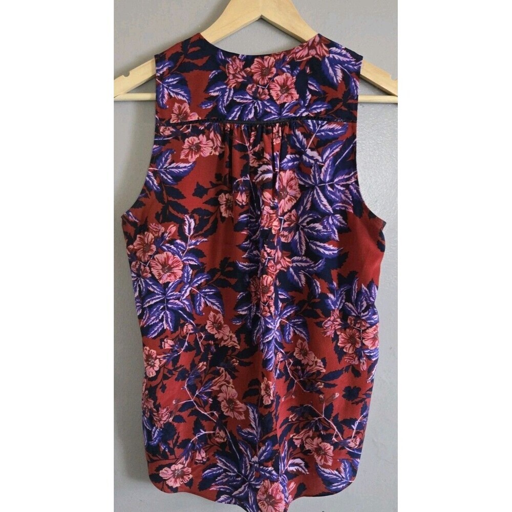 Rebecca Taylor 100% Silk Burnt Red Forest of Flame Blouse V-Neck  Size 8 - Picture 6 of 9